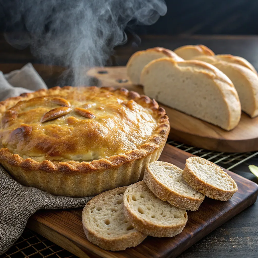 Freshly baked pie and bread